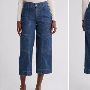 Democracy Skyrise Double Button Crop Utility Jeans